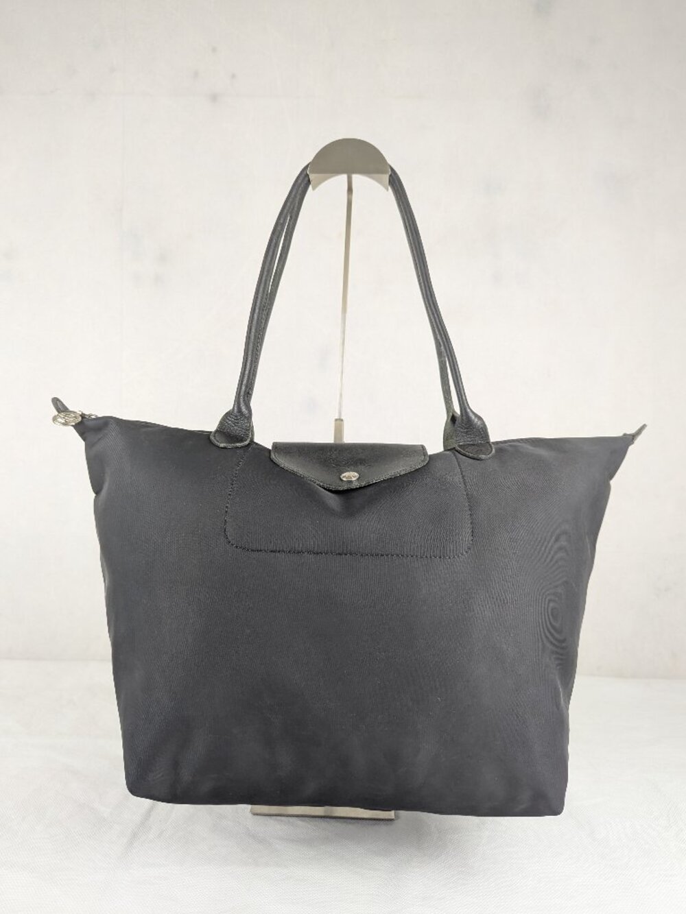 Longchamp Le Pliage Black Nylon Tote Bag Used Handbag Travel Shoulder Shopper
